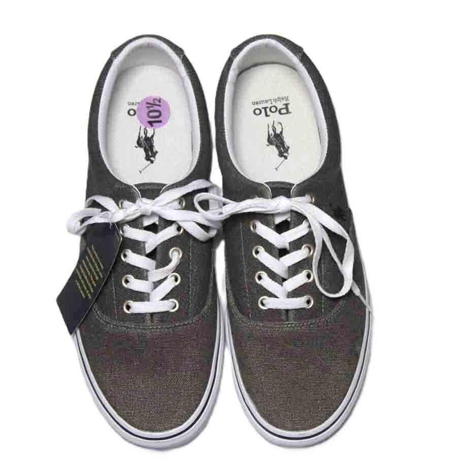 PONY Polo Ralph Lauren Keaton scarpe sneakers tela grigio uomo taglia 10 5 ADATTE 10