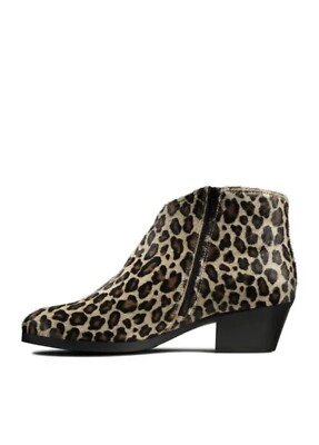 CLARKS MILA MYTH LEATHER ANKLE BOOTS LEOPARD PRINT