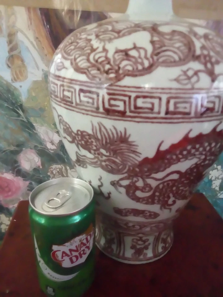 Antique  Ming Iron Red Dragon  Cracle very fine,signature &  Dragon  Brass Ming - Image 3 of 4