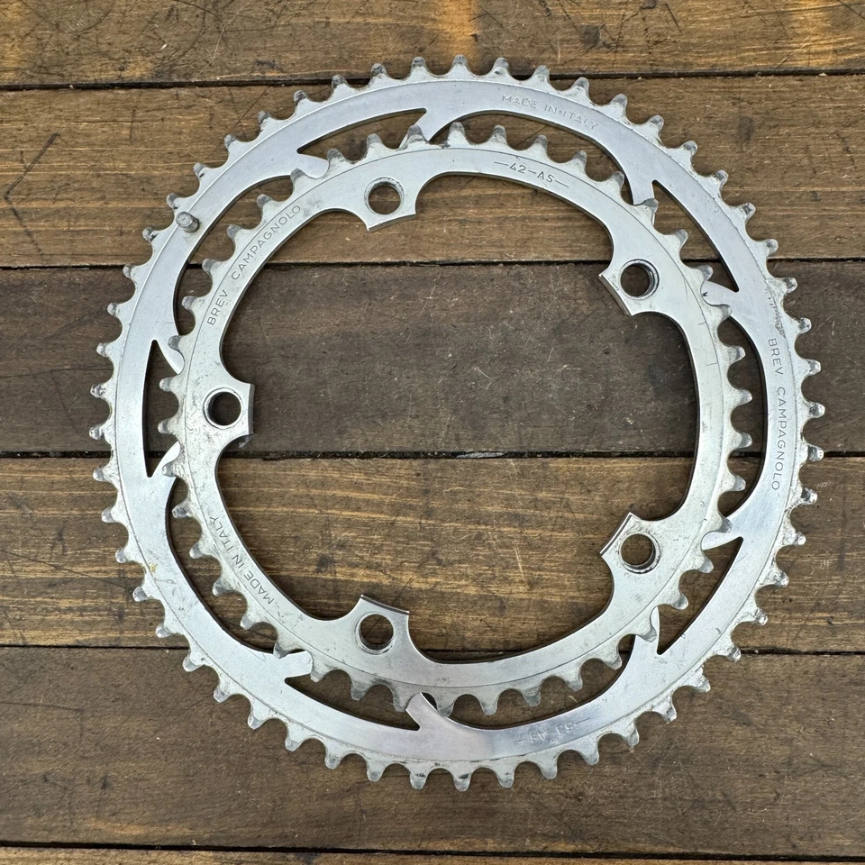 Vintage Campagnolo Record Chainring Set 53t 42t 135 BCD 5 Arm 53 Tooth 42 BREV - Image 4 of 4