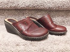 Born Leather Wedge Clogs / Mules Women's Shoes Brown Size 10 M
