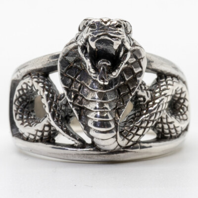Kobra Schlangen Ring 925 Silber Coiled Python Adder Biker Gothic Gr. M - Z