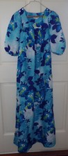 VTG HAWAII FLORAL HAWAIIAN MUUMUU MAXI DRESS POLY FLOWERS SIZE 10