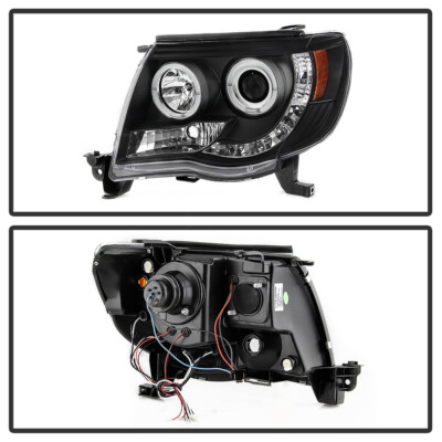 Fit For 2005-2011 Toyota Tacoma Clear Lens Black Dual LED Projector Headlights E