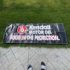 Large Kendall Motor Oil Plastic Banner Flag Wall Garage Sign Decor advertisement