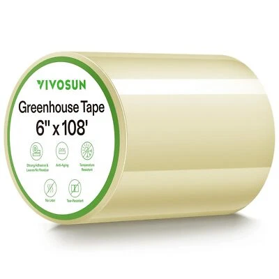 VIVOSUN 6"x108FT Greenhouse Damage Repair Tape, Clear Repair Poly Film Patch