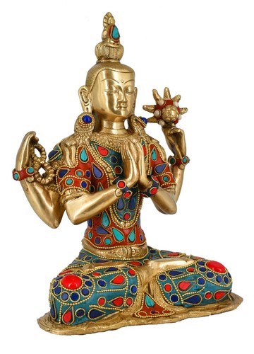 Whitewhale Brass Tara Buddha Namaskara Statue Murti for Home Decor Feng Shui - Picture 2 of 6