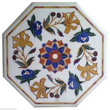 12" Marble Corner Table Top Inlay Mosaic Marquetry Handmade Home Decor