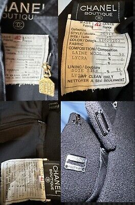 Chanel Vintage 1992 Black Tweed Jacket Skirt Suit Set 38 40 Chanel Vintage 1992 Black Tweed Jacket Skirt Suit Set 38 40