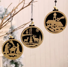 2023 Christmas Tree Top Grade Wooden Pendants Ornaments Xmas Home Party Decor