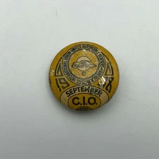 UAW Union Pin Button Pinback Auto Workers Bastian Original Vintage 1938 Sept