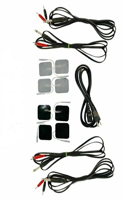 Premium 8 Sticky Electrode Pads 4 Cables For ElectroTerapy DynoPlus US Unit 12@%