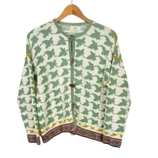 DIA Hand Loomed Vintage Cardigan Sweater Grape Button Leaf Coastal Cottagecore M