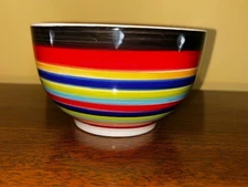 5.5" Footed Ceral Bowl - 24 oz. - GIBSON - Casa Stella -Red Multi Circles