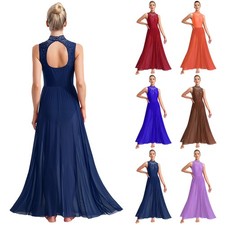 Women's Lyrical Dance Dress Mock Neck Dancewear Wide Hemline Dresses Ballroom