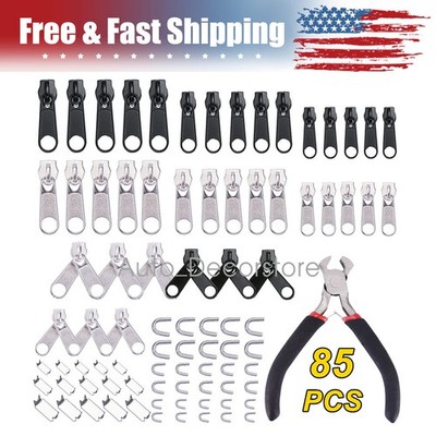 85Pcs Zip Slider Repair Fix Zipper Instant DIY Kit Removable Rescue Replacement
