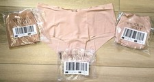 NWT Lot of 3 Victoria's Secret Neutral Smooth No-Show Laser-Cut Cheeky Panties L