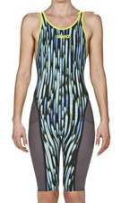 Arena Powerskin Carbon Ultra FBSLOB Blue Drops/Fluorescent Yellow Sz 28 NWT