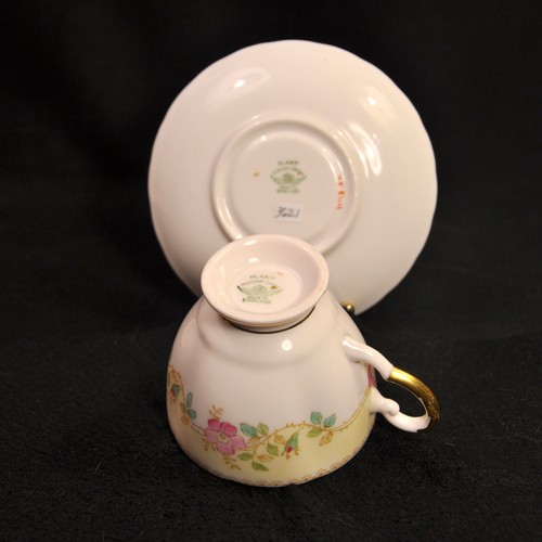 Plant Tuscan Footed Cup Saucer 75844 Hand Painted Pink Floral w/Gold 1936-1940's - Picture 17 of 24