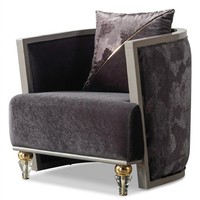 Designer Grauer Sessel Exklusiver Stoffsessel Edler Polstersessel