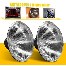 1/2x 7" Headlight Round Lamp Assembly Clear for Classic Car Tractor Motorcycle