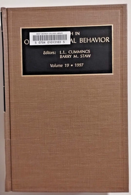 Research in Organizational Behavior by Barry Staw Vol 19  1997 Ex Libris