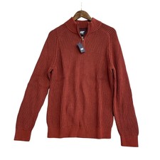 NEW Lands' End Drifter Men's M Half-Zip Pullover Sweater Red 100 Cotton -83