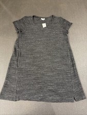 New J Jill Pure Jill Black Space Dye Short Sleeve Shift Dress w/ Pockets Size LP