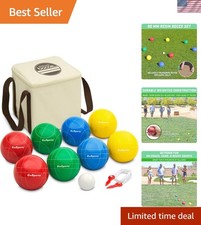 Complete 90 mm Bocce Ball Set - 8 Balls, Carry Case, and Measuring Tool Included