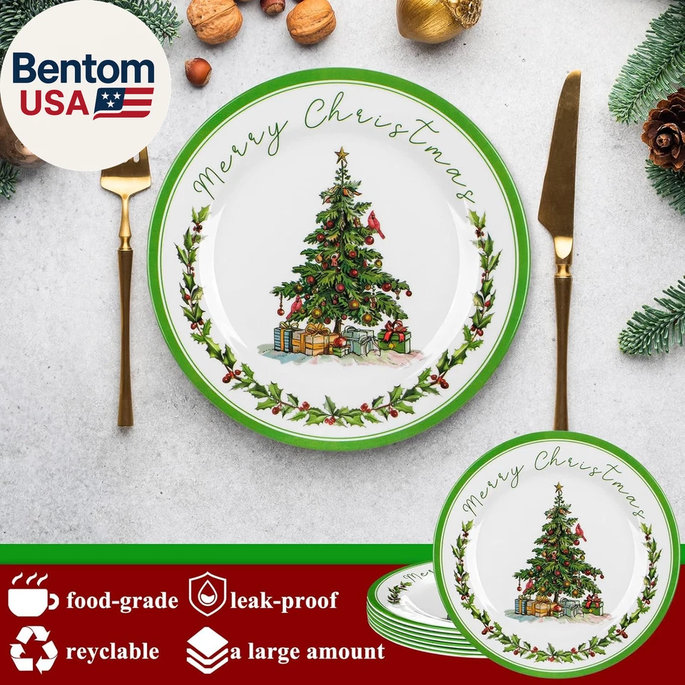 6 piezas platos de melamina de Navidad platos de ensalada de cena árbol de Navidad vajilla Navidad Wr Foto 3 de 4