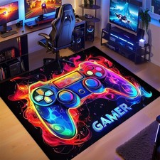 Gaming Rug for Boys Room - Purple Gamer Area Rug for Boys Bedroom Games Themed