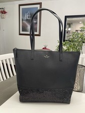 Kate Spade Greta Court Penny Black Glitter Large Tote Bag