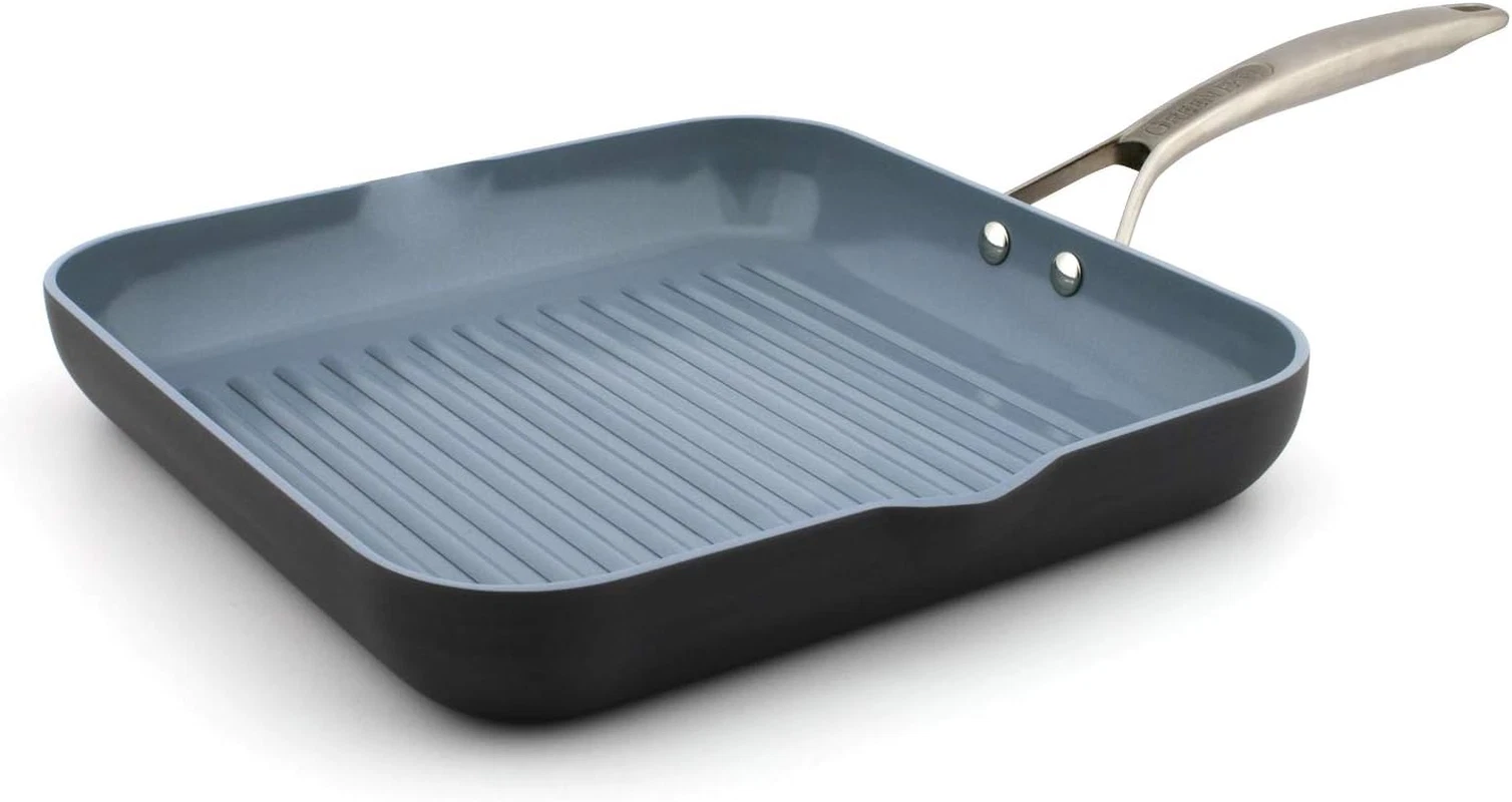 Paris Pro 11" Square Grill Pan, Hard Anodized Ceramic, PFAS-Free, Grey
