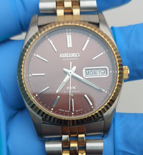 Seiko DX Automatic Men’s Day Date Watch Japan Movement Fluted Bezel Stainless