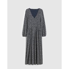 Madewell Smocked V-Neck Midi Dress Navy/White Size XS NWT