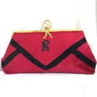 Auth Vintage Roberta di Camerino Red Velvet Metal Clasp Hand Clutch Bag Purse It