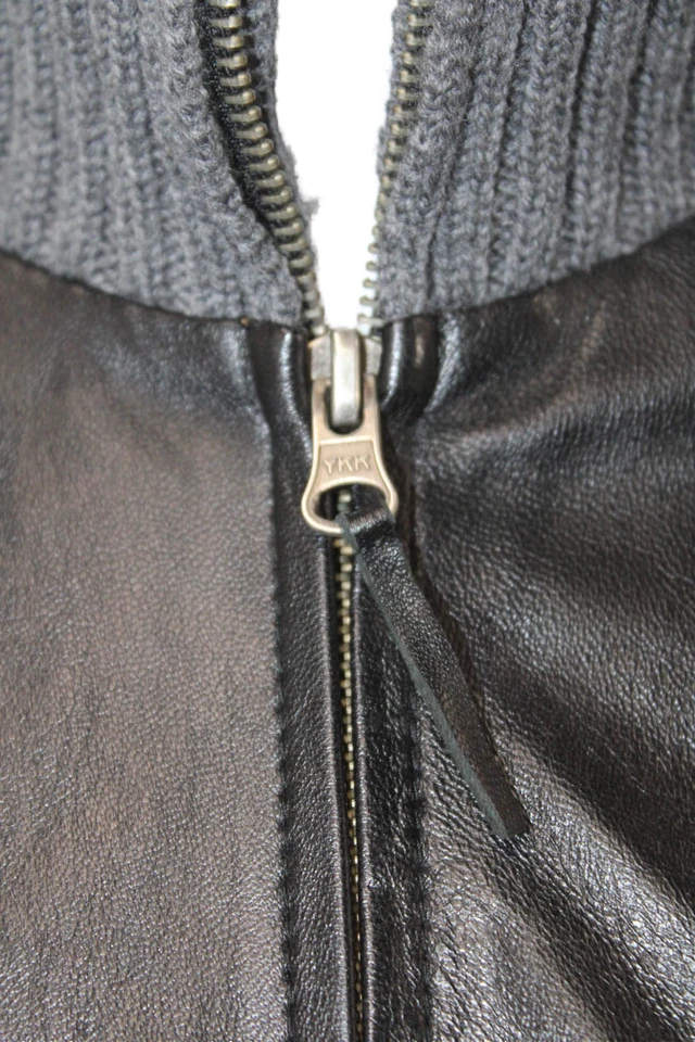 White + Warren, Womens Bomber Jacket Black Wool & Leather High Neck Zip Size M - Image 4 of 4