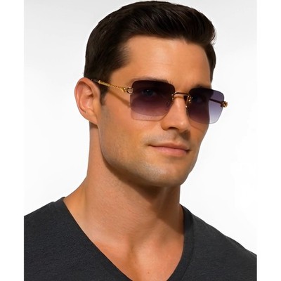 Men Sunglasses Streetwear UV00 Sun Protection Squae Frameless Eyeglasses Gafas