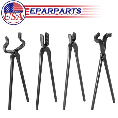 Knife Making Tongs Set Bladesmith Blacksmith Knife Tong Anvil Vise Forge 4 Tongs