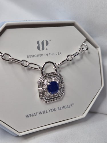 Bomb Party Necklace "Sun Drenched Dreams" Twilight Sapphire On Rhodium Plating - Picture 2 of 3