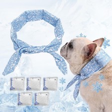 Dog Cooling Bandana with Cooling Pack, Reusable Dog Cooling Scarf with Water-...