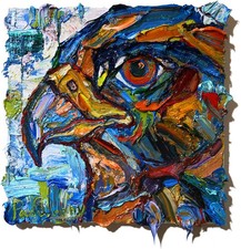 Original Bird Oil Painting Animal Pet Portrait Art Signed Modern Canvas 12x12 Nr