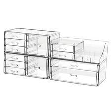 Acrylic Clear Make up Organizers And Storage for 12 Drawers-Set of 4