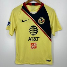 Nike Club America Aguilas Soccer Jersey Men's Size S Yellow CA Futbol 2018-2019