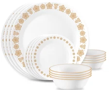 Corelle New Fresh Gold Pattern  16-piece Coupe Dinnerware Set Service for 4