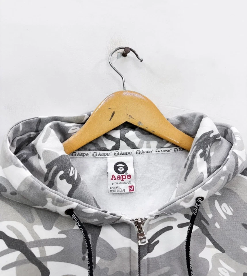 VTG Aape By Bathing Ape Camo Hoodie jacket Zip-Up Sweatshirt Rare men size M - Image 4 of 4