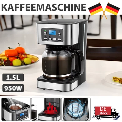 JOYHUT Kaffeemaschine Filterkaffeemaschine 1.5 L Kaffeeautomat 12 Tassen mit Timer LED