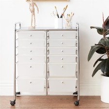 Carrello Cassettiera Multiuso 12 Cassetti Bianco 4Ruote Casa Ufficio Estetica