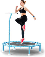 40" Fitness Mini Trampoline with Adjustable Handle Bar, 330Lbs Foldable Bungee R