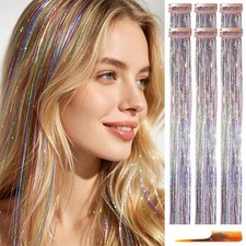 CELINABELLA Rainbow Mixed Hair Tinsel 23 Inch 6 Pcs, 01